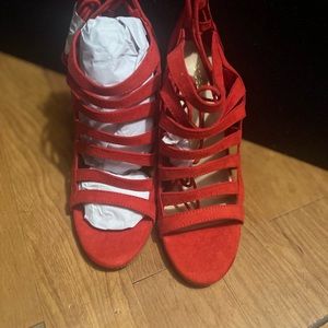4in Red Suede Stiletto Pumps